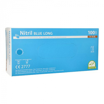 Nitrilhandschuhe mit langem Schaft, puderfrei, blau, Größe XL, "Medi-Inn®